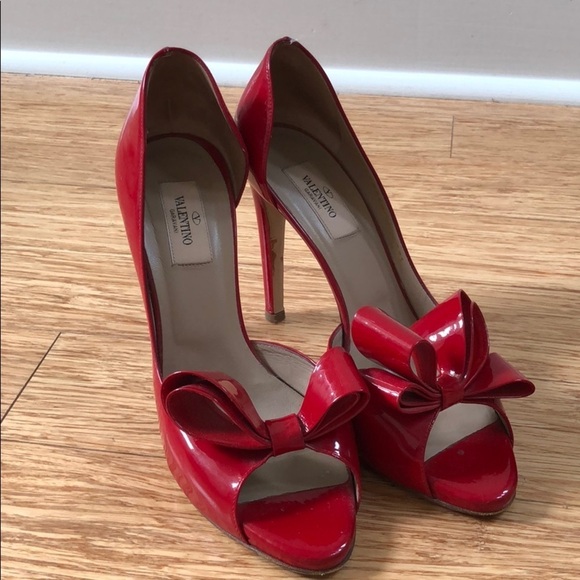 Valentino Patent Couture Bow PeepToe Platform Pump - Picture 14 of 16